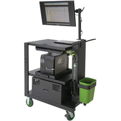 NewCastle Systems - 400 Lb Capacity, 3 Shelf Mobile Computer Workstation - 26" Wide x 35-1/2" Deep x 43" High, Steel - Caliber Tooling