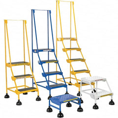 3-Step Ladder: Steel, Type IA Commercial Spring Loaded Ladder, 21-1/8″ Base Width x 28-11/16″ Base Depth, Perforated Tread