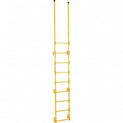 Steel Wall Mounted Ladder: 149-1/2″ High, 9 Steps, 300 lb Capacity 20-7/16″ Base Width