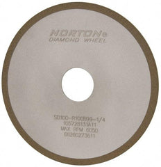 Norton - 6" Diam x 1-1/4" Hole x 1/8" Thick, 100 Grit Surface Grinding Wheel - Diamond, Type 1A1, Fine Grade, Resinoid Bond - Caliber Tooling