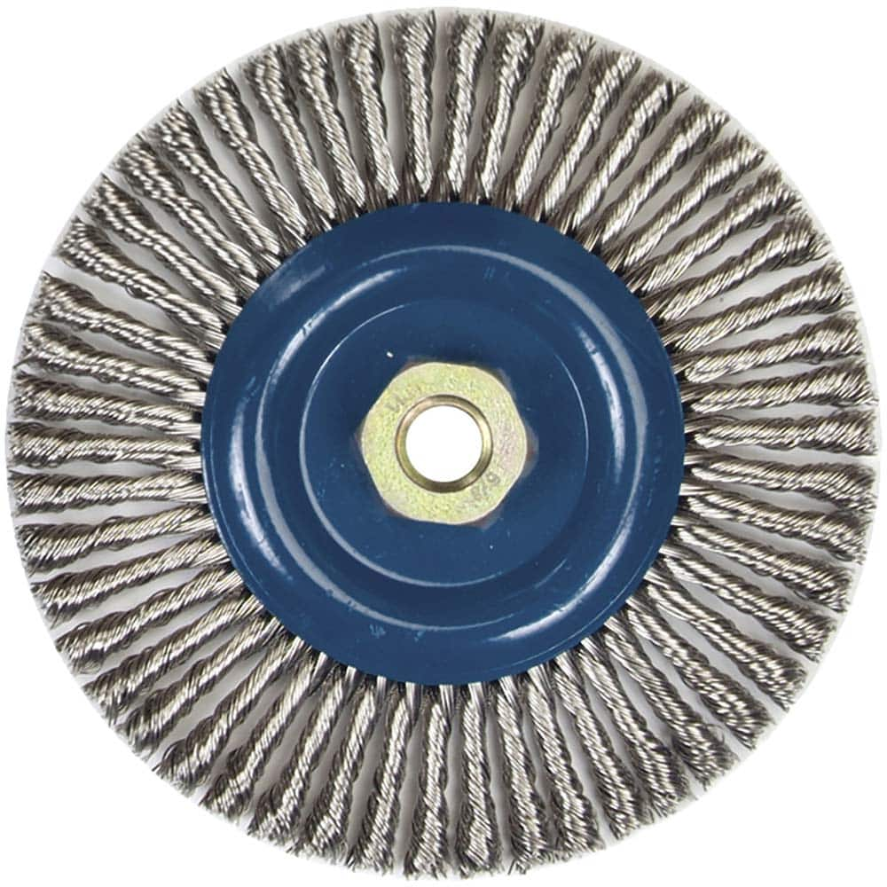 Norton - 6" OD, 5/8-11 Arbor Hole, Stringer Bead Stainless Steel Wheel Brush - Caliber Tooling