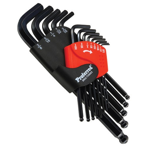 13 Pieces Long Arm Ball Hex Key Set - Fractional - Caliber Tooling