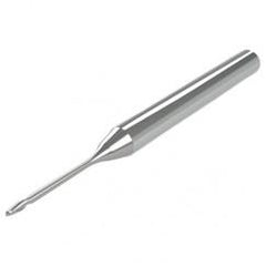 2mm - 3mm Shank - 2.5mm LOC - 38mm OAL 2 FL Ball Nose Carbide End Mill with 12mm Reach - Uncoated - Caliber Tooling