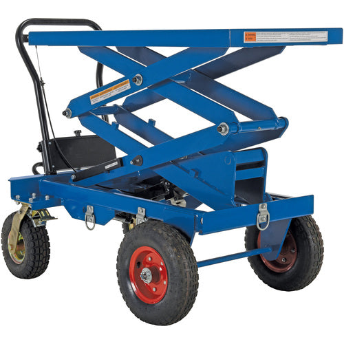 Pneumatic Tire Cart Double Scissor 600lb - Exact Industrial Supply