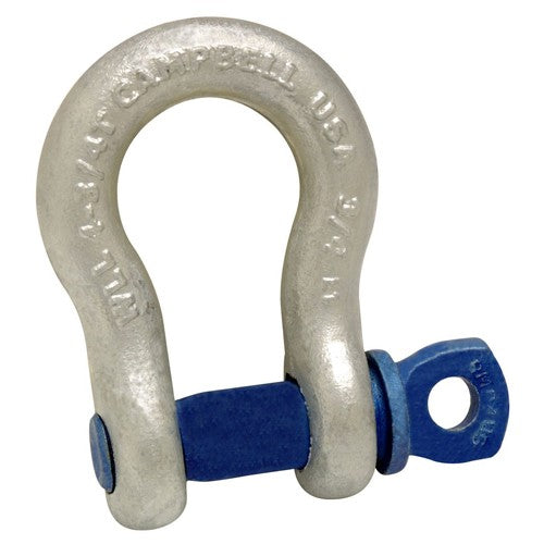 3/8″ Anchor Shackle, Screw Pin, Forged Carbon Steel, Galvanized - Caliber Tooling