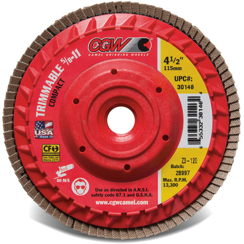 5″ × 5/8″-11 - 80 Grit - Z3 XL Compact Trimmable Flap Disc with Hub - Caliber Tooling