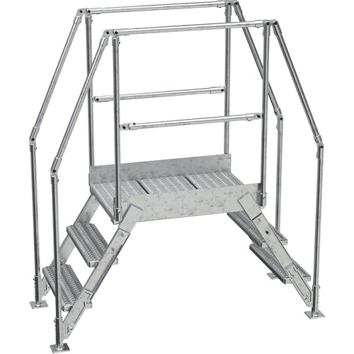 Galvanized Cross-Over Ladder 66.5 × 72.15″ 3 Step - Exact Industrial Supply