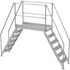 Aluminum Cross Over Ladder 50″ Wide 6 Step - Exact Industrial Supply