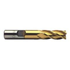 1/2 Dia. x 3-1/4 Overall Length 4-Flute Square End High Speed Steel SE End Mill-Round Shank--TiN - Caliber Tooling