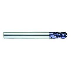 1/4" Dia. - 3-1/8" OAL - AlTiN CBD-Ball Nose HP End Mill-4 FL - Caliber Tooling