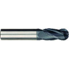 1/2 x 1/2 x 1 x 3 OAL 4 Flute Ball Nose Carbide End Mill - Round Shank-AlCrN Coated - Caliber Tooling