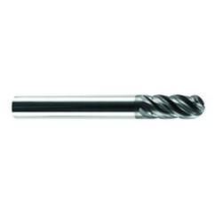 3/8" Dia. - 1-5/8" LOC - 4 OAL Ball Nose 5 FL Carbide S/E HP End Mill-AlCrNX - Caliber Tooling