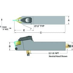 ADDPNN12-3B - 3/4 x 3/4" Neutral Toolholder - Caliber Tooling