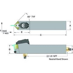 ADSDNN16-4B 1 x 1" Neutral Toolholder - Caliber Tooling