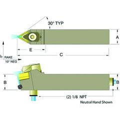 ADTENN20-4D 1-1/4 x 1-1/4" Neutral Toolholder - Caliber Tooling