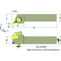 ADTJNR16-3D 1 x 1" RH Toolholder - Caliber Tooling