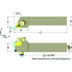 ADTJNR16-3D 1 x 1" RH Toolholder - Caliber Tooling