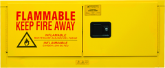 12 Gallon - All Welded - FM Approved - Flammable Safety Cabinet with Legs - Manual Doors - 1 Shelf - Safety Yellow - Caliber Tooling