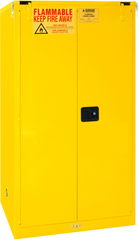 60 Gallon - All Welded - FM Approved - Flammable Safety Cabinet - Self-closing Doors - 2 Shelves - Safety Yellow - Caliber Tooling