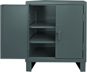 36"W - 14 Gauge - Lockable Shelf Cabinet - 2 Adjustable Shelves - Recessed Door Style - Gray - Caliber Tooling