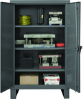 36"W - 14 Gauge - Lockable Shelf Cabinet - 3 Adjustable Shelves - Recessed Door Style - Gray - Caliber Tooling