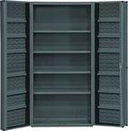 36"W - 14 Gauge - Lockable Shelf Cabinet - 4 Adjustable Shelves - 12 Door Shelves - Deep Door Style - Gray - Caliber Tooling