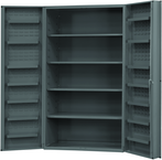 48"W - 14 Gauge - Lockable Shelf Cabinet - 4 Adjustable Shelves - 14 Door Shelves - Deep Door Style - Gray - Caliber Tooling