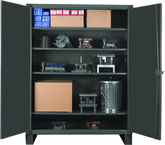 60"W - 12 Gauge - Lockable Cabinet - 4 Adjustable Shelves -Recessed Door Style - Gray - Caliber Tooling