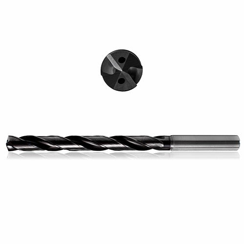 0.3898 mm Dia. × 10 mm Shank × 47 mm Flute Length × 89 mm OAL, 3xD, 140°, Varianta Supral, 2 Flute, Coolant Thru, h6, Cylindrical, Solid Carbide Drill - Exact Industrial Supply