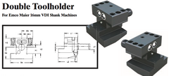 Double Toolholder - Standard (Top) (For Emco Maier 16mm VDI Shank Machines) - Part #: CNC86 E41.1616 - Caliber Tooling