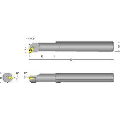 S12S-SDUCL-3 Left Hand 3/4 Shank Indexable Boring Bar - Caliber Tooling