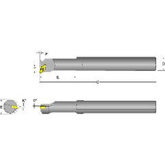 S08K-SDUCR-2 Right Hand 1/2 Shank Indexable Boring Bar - Caliber Tooling