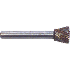 1/2 × 1/2 × 1/4″ SH Inverted Cone Shape - HSS - Burr - Caliber Tooling