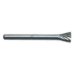 1/4 × 1/4 × 1/8″ SH Inverted Cone Shape - HSS - Burr - Caliber Tooling