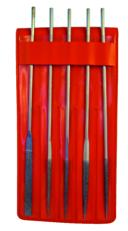 5 Pc. 2" Diamond Length - 5-1/2" OAL - Med Grit - Mini Diamond File Set - Caliber Tooling