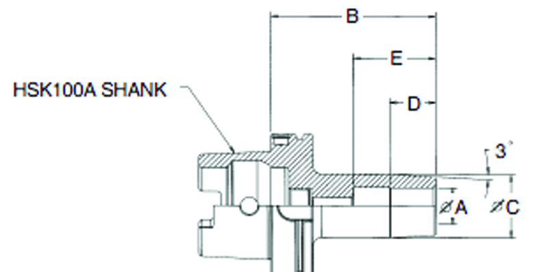 3/8" HSK100A Shrink Fit Toolholder - 6.5" Gauge Length - Caliber Tooling