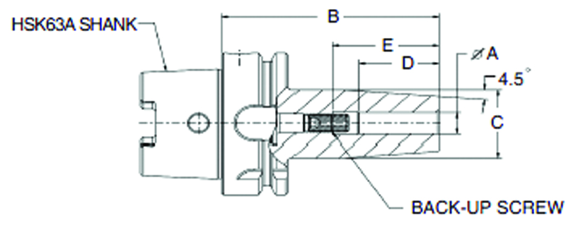 20mm HSK63A Shrink Fit Toolholder - 120mm Gauge Length - Caliber Tooling