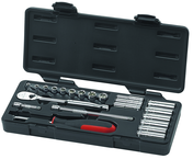 22 PC 1/4 DR METRIC SKT SET STD/DEEP - Caliber Tooling