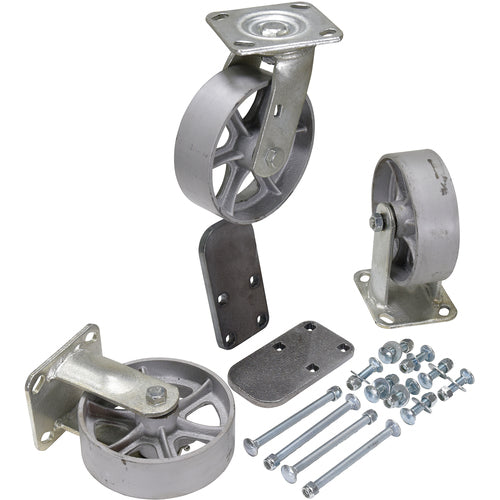 6″ × 2″ Semi-Steel Caster Kit 3.6K - Exact Industrial Supply