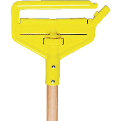 Invader - Side Gate Wet Mop Handle, Large Yellow Plastic Head, Hardwood Handle - Should be used with 5″ headband mops - Caliber Tooling