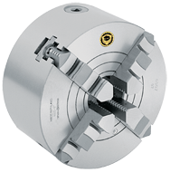 Steel Body Scroll Chuck - 10" Plain Mount; 4-Jaw - Caliber Tooling