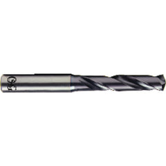 31/64″ Dia. × 5/32″ Shank × 60 mm Flute Length × 107 mm OAL, 3xD, TiAlN, 2xD Flute, H6 Solid Carbide Drill - Exact Industrial Supply