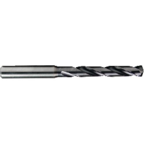 11.7 mm Dia. × 9.6 mm Shank × 71 mm Flute Length × 118 mm OAL, 5xD, TiAlN, 2xD Flute, Coolant Thru, H6 Solid Carbide Drill - Exact Industrial Supply