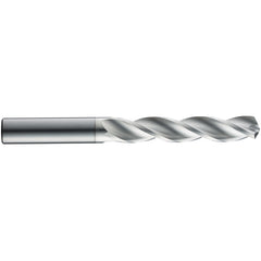 33/64″ Dia. × 0.5512″ Shank × 77 mm Flute Length × 124 mm OAL, 5xD, 124°, TB, 3 Flute, External, Round Solid Carbide Drill - Exact Industrial Supply