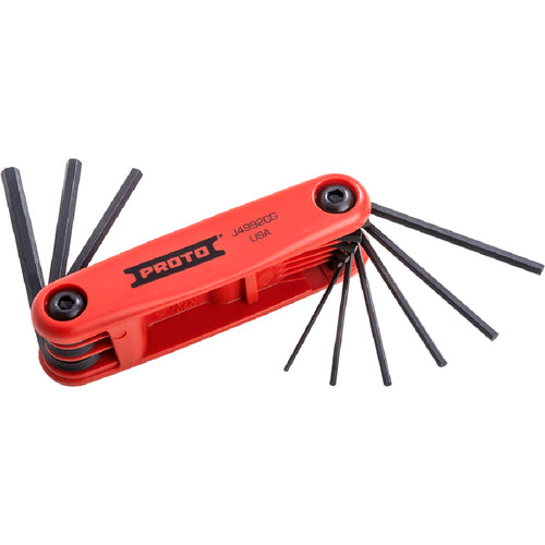 ‎Proto 9 Piece Folding Hex Key Set with Comfort Grip: .050-3/16″ - Caliber Tooling