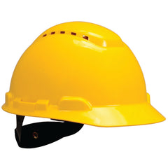 ‎3M Hard Hat with Uvicator H-702V-UV Vented Yellow 4-Point Ratchet Suspension - Caliber Tooling