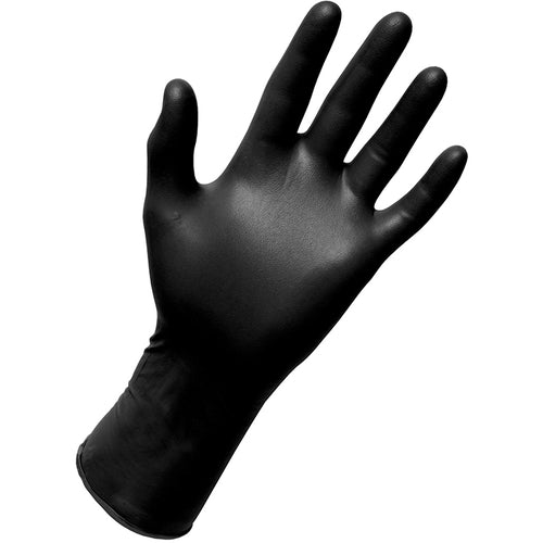 Large 6. mil Nitrile Black Powder Free Gloves 100/box - Exact Industrial Supply