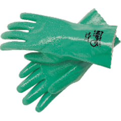 Predaknit Gloves - Green - Full Rough Nitrile Coating - Interlock Lined - 12″ Gauntlet Cuff - Size Large - Caliber Tooling