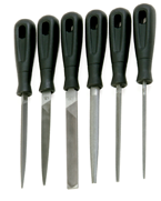 6 Pc. 4" Smooth Engineering File Set - Plastic Handles - Caliber Tooling