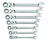 7 Piece - Flex-Head Combination Ratcheting Wrench Set SAE - Caliber Tooling